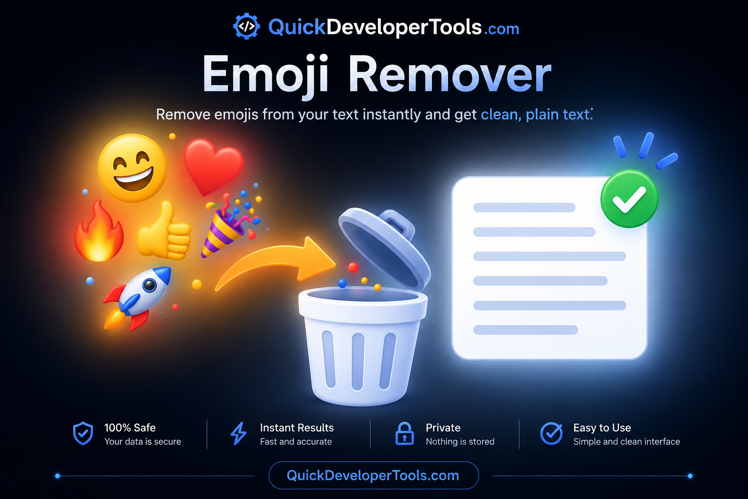 Emoji Remover stripping emoji from text a whole cluster at a time, leaving no broken fragments behind