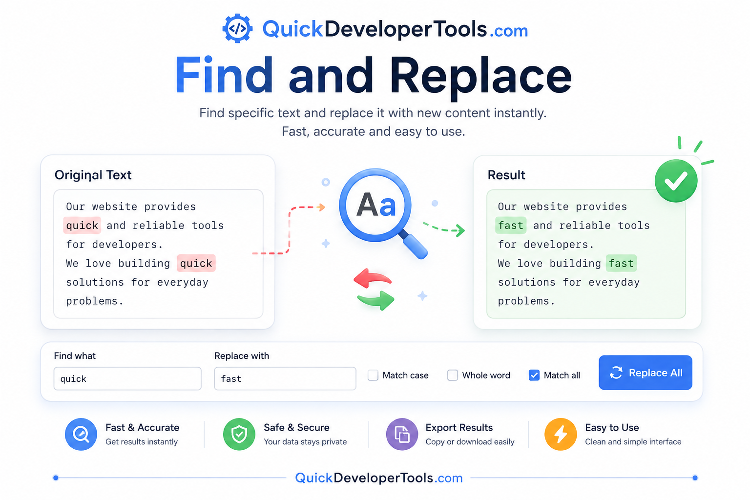Find and Replace running a regex substitution with capture groups and a live preview of every match